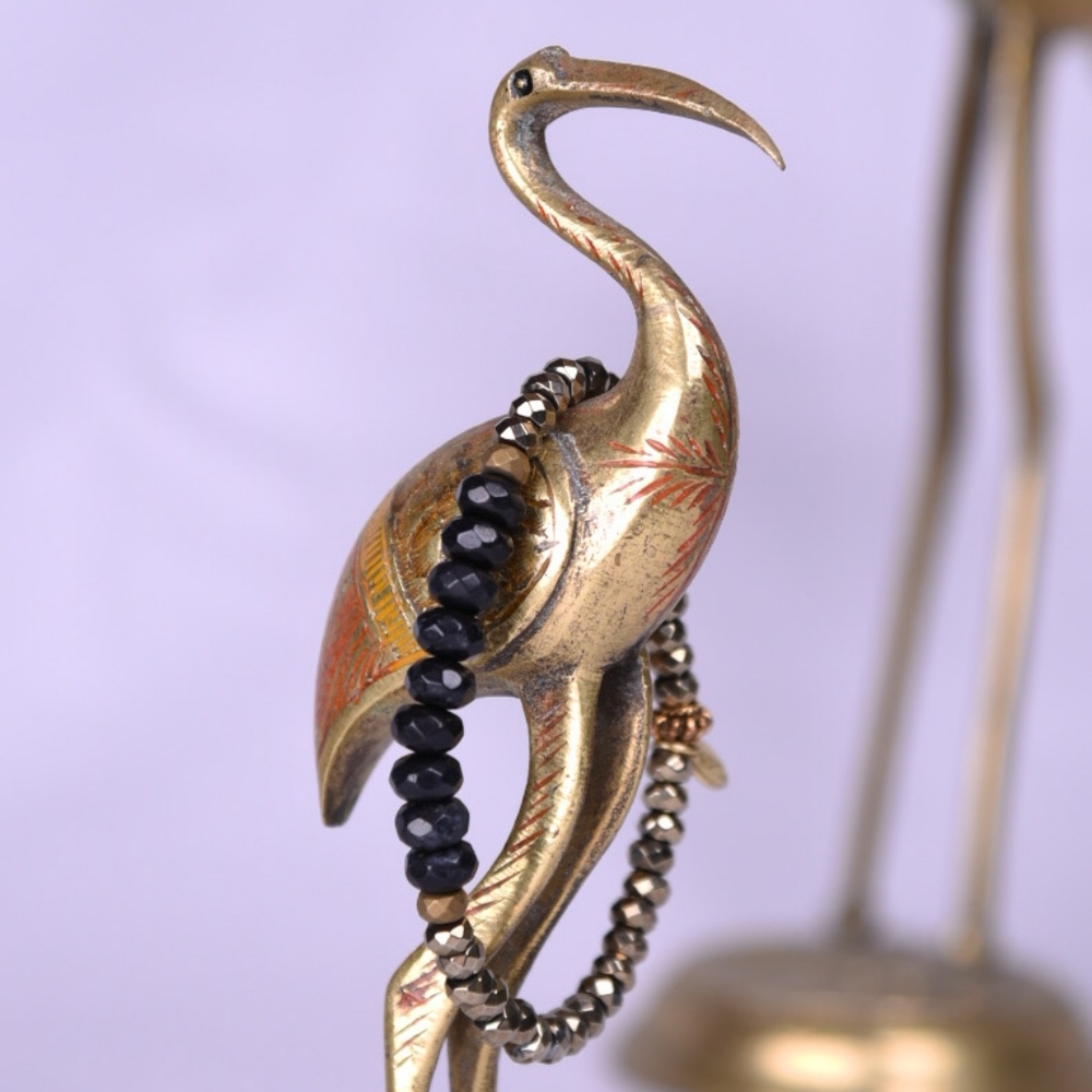 Gold & Black Beaded Bracelet